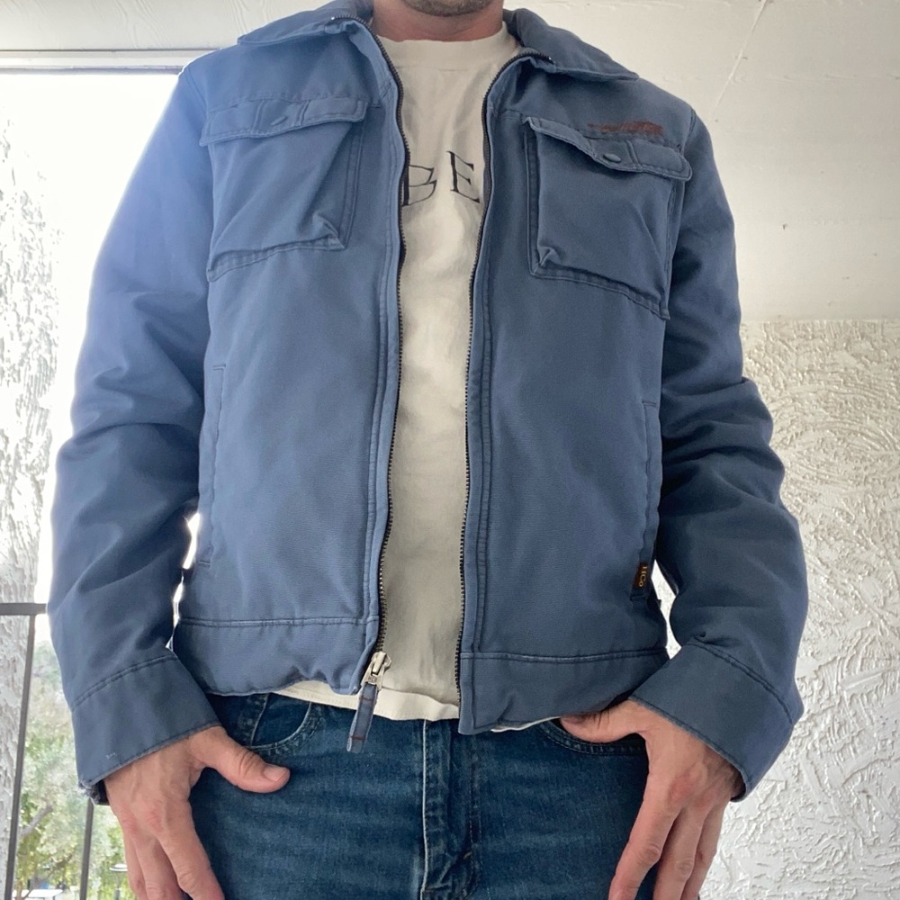 Hollister Men’s Canvas bomber Utility Jacket – Faded Blue Workwear Men’s Large